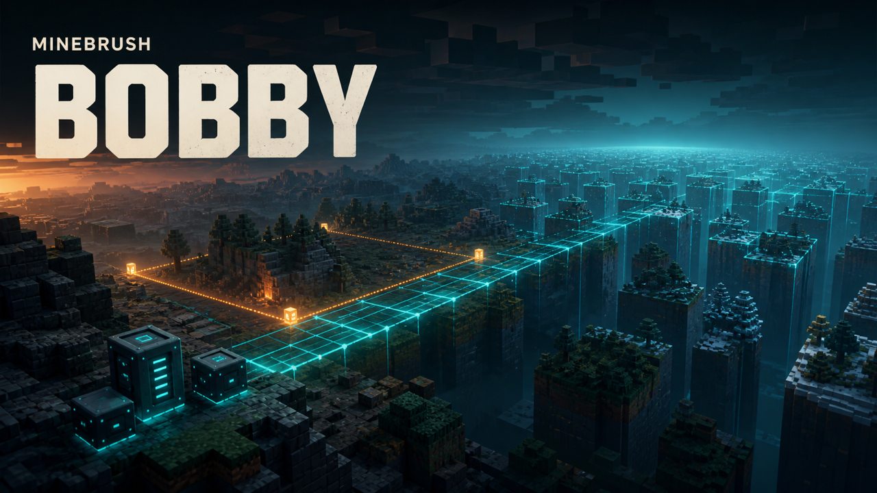 Bobby mod cache and distant chunk setup diagram for Minecraft Java Edition