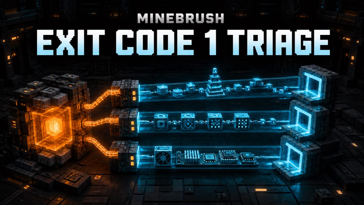 AI-generated MineBrush editorial illustration of an amber fault core routed into three clean cyan diagnostic lanes.