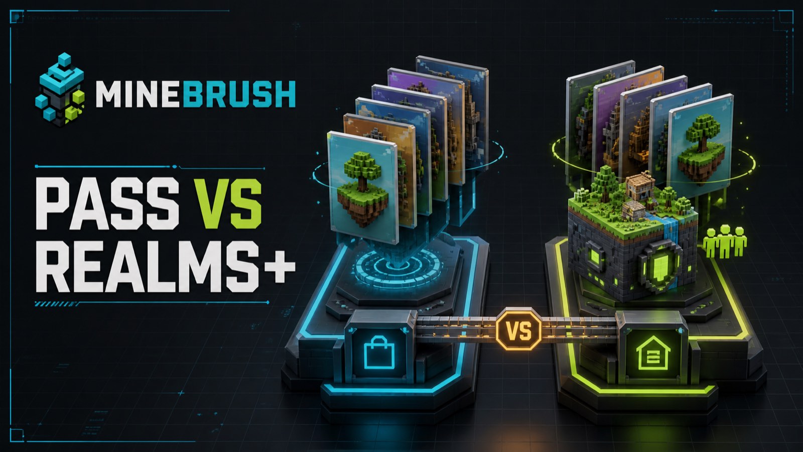 MineBrush Marketplace Pass vs Realms Plus comparison cover