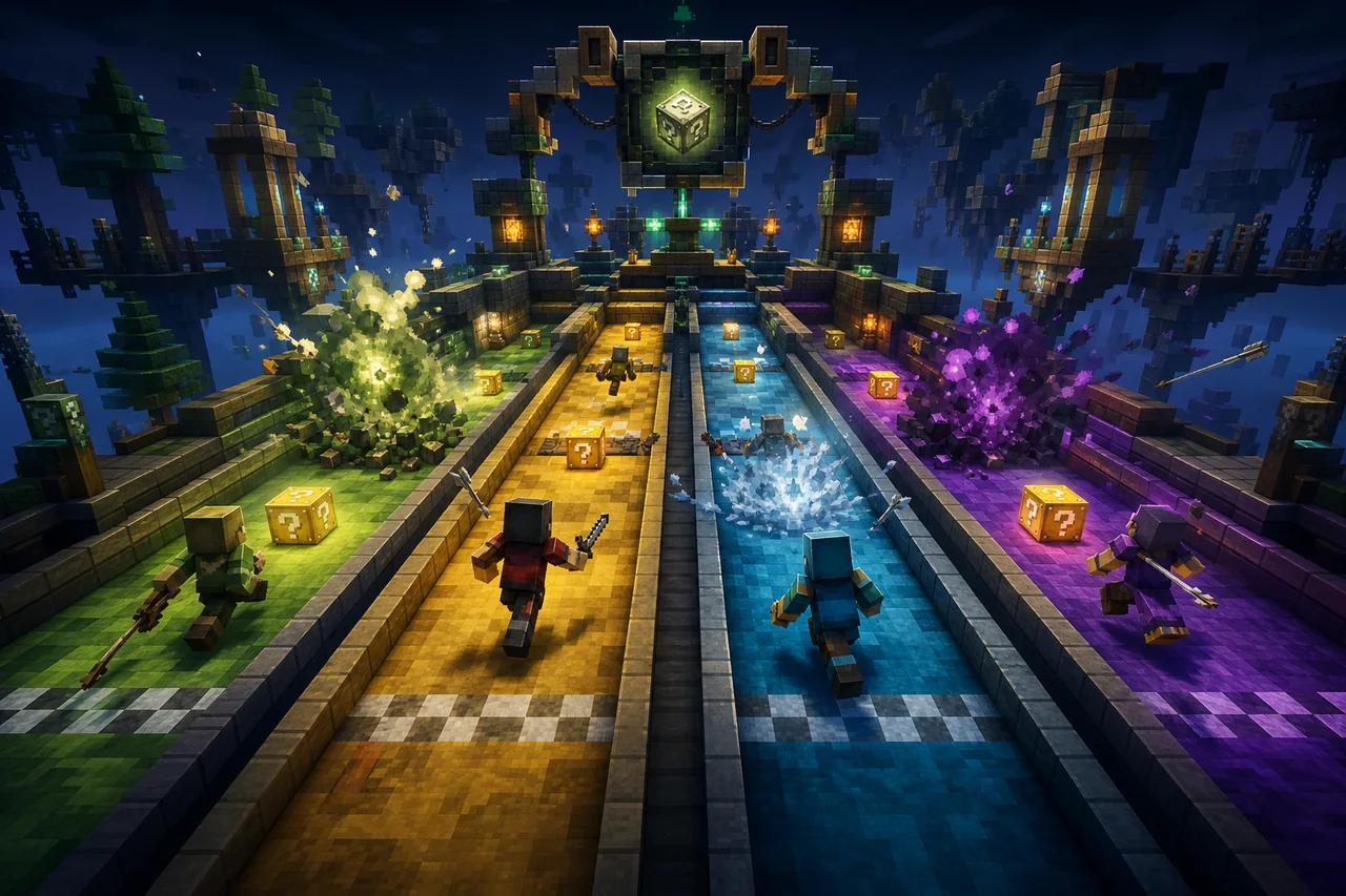 Lucky blocks race for minecraft bedrock multiplayer rules and install guide