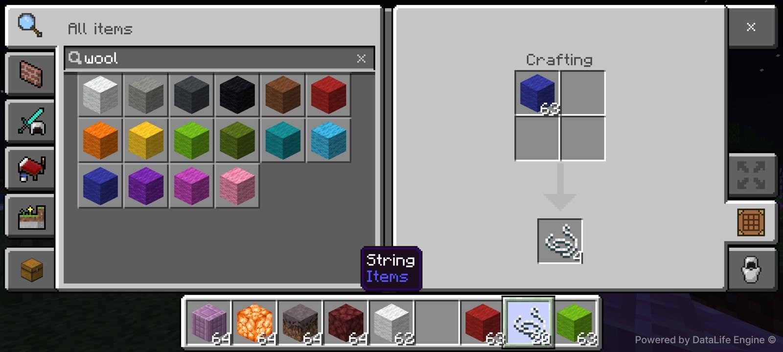 Corrected blue wool H3 test after crafting with stack 63 and cumulative string twenty