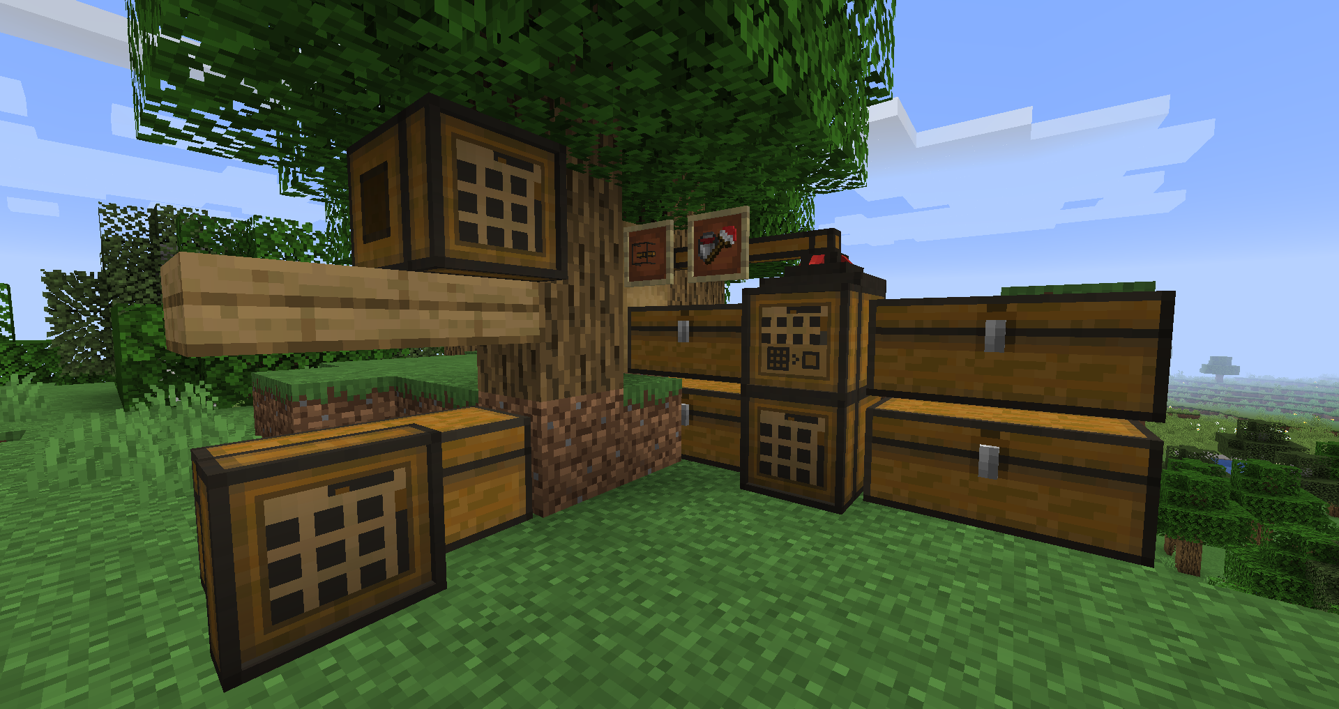 Tom's Simple Storage terminals connected to inventories in Minecraft Java