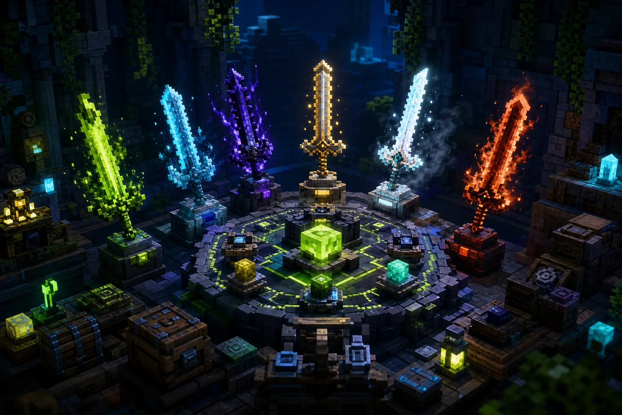 Ultimate elemental swords for minecraft bedrock abilities crafting and install guide