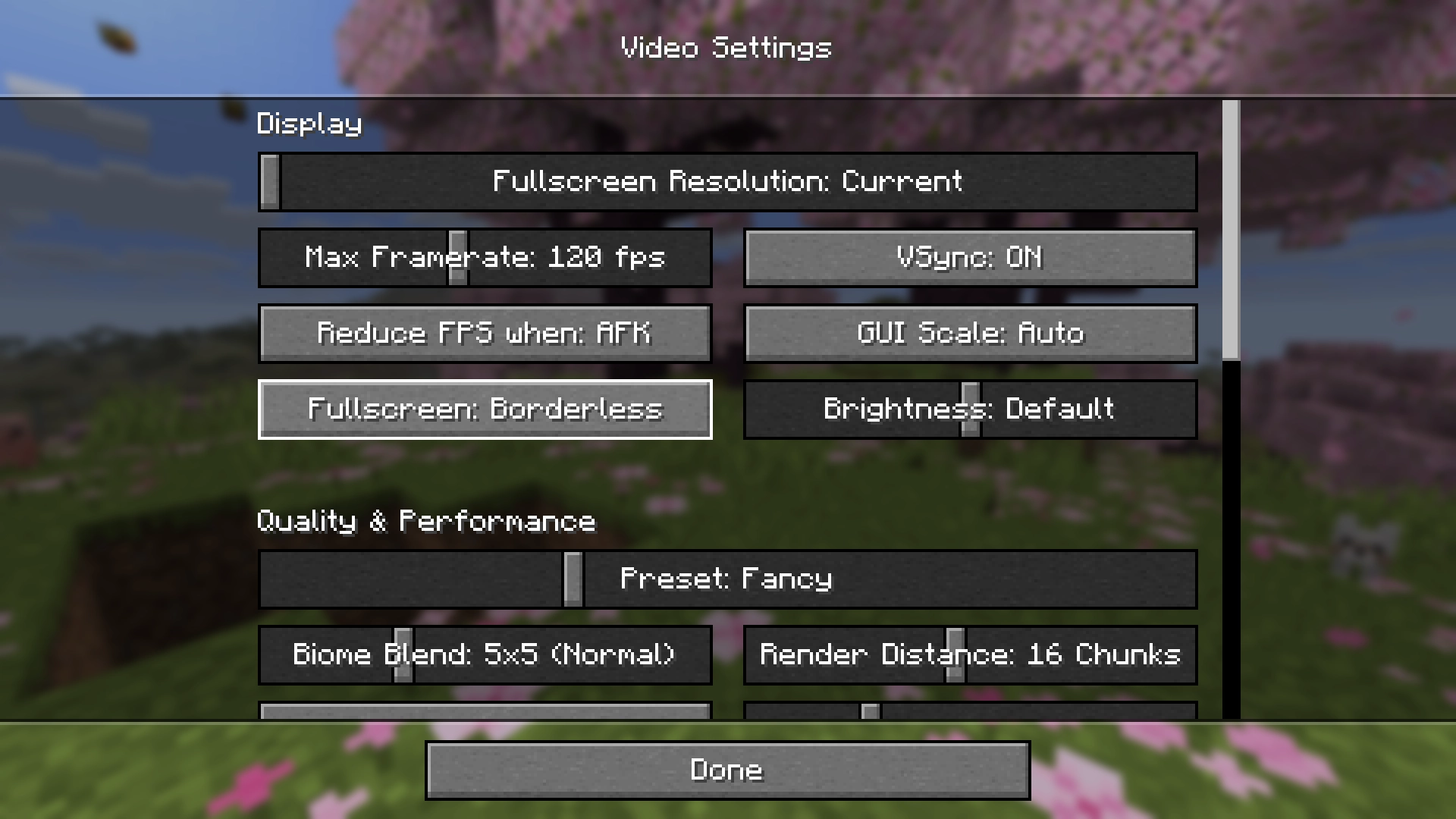 Cubes Without Borders adding Borderless to Minecraft Video Settings