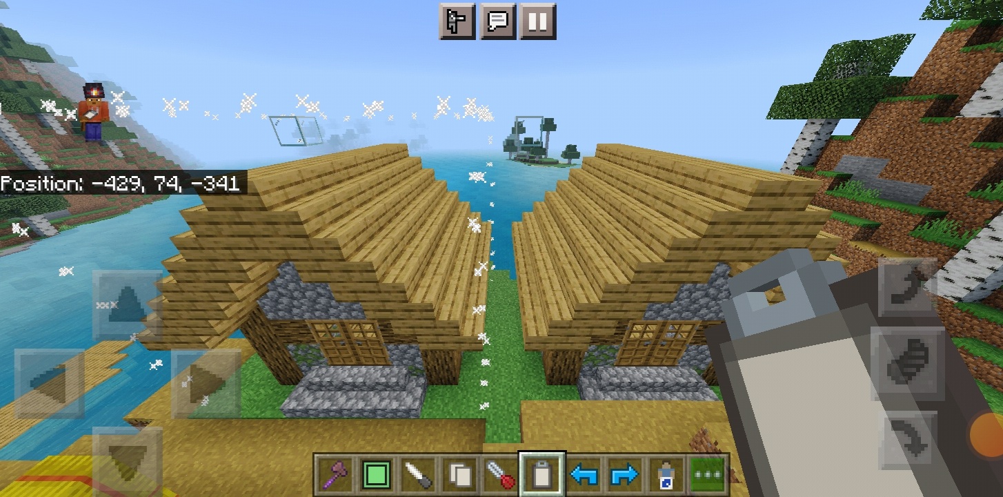 WorldEdit Bedrock clipboard tools duplicating a small house