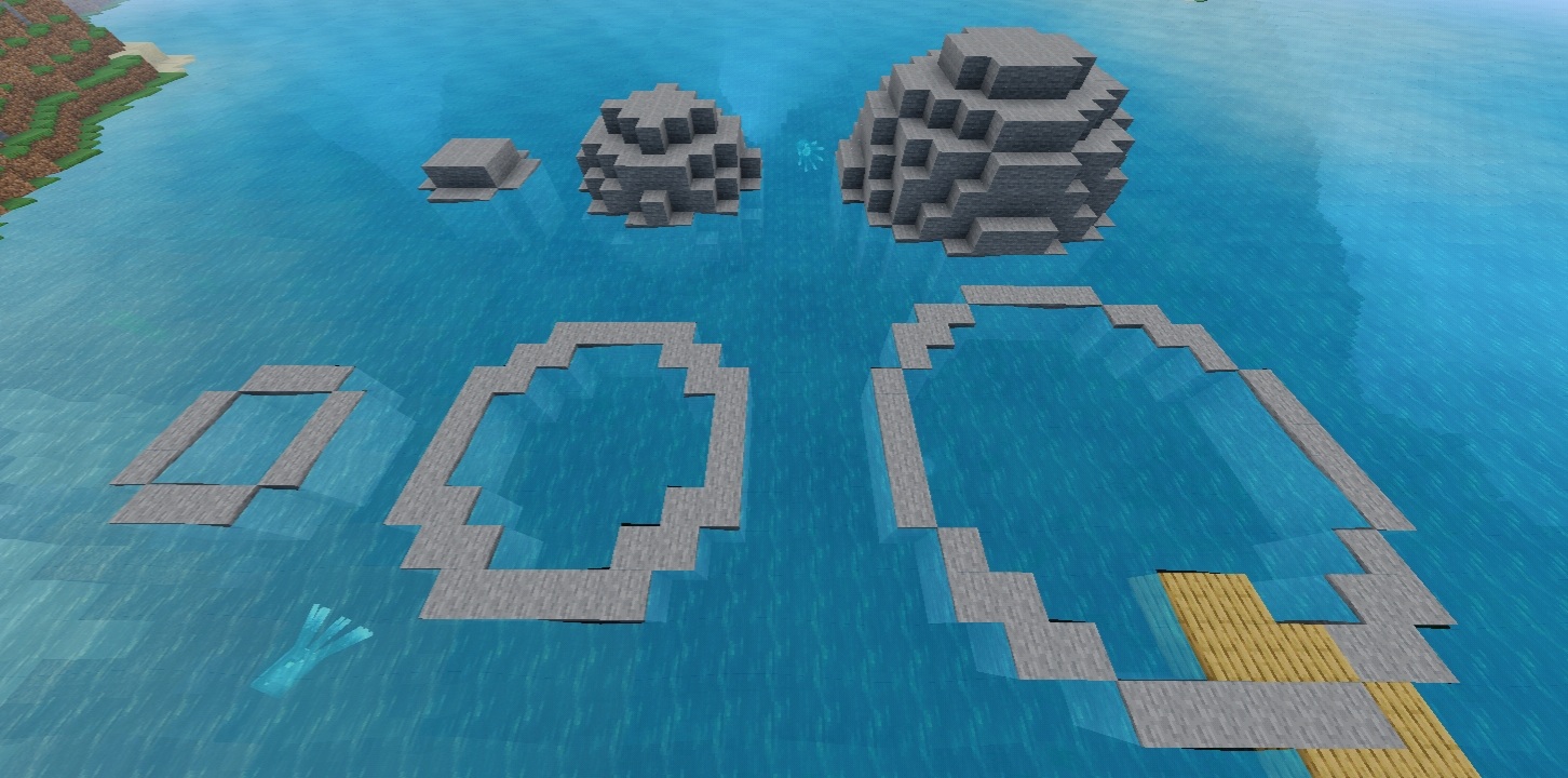 WorldEdit Bedrock generated circular outlines and stone shapes