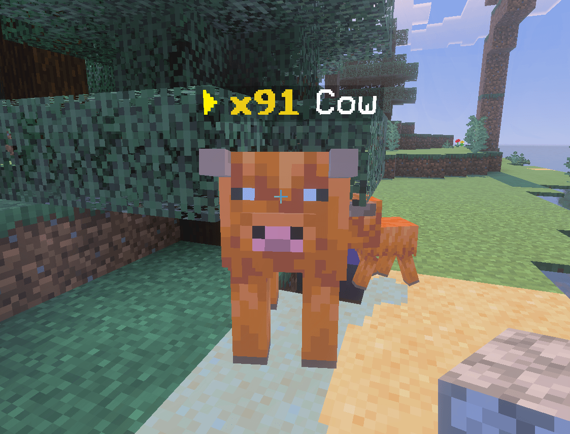 Author screenshot of a cow group with an x91 counter