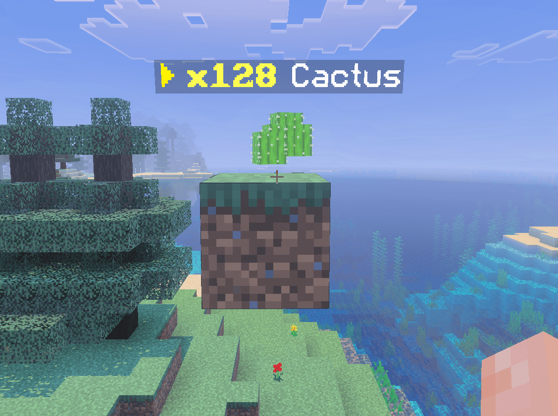 Author screenshot of a counted pile of 128 cactus items