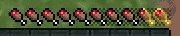 Animated AppleSkin HUD example showing saturation outlines and exhaustion changing behind the hunger bar