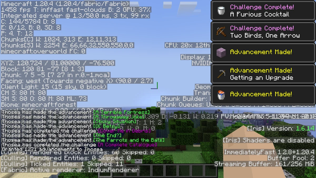 With BadOptimizations, with a pop-up notification: Thosea’s historical Minecraft 1.20.4 FPS comparison
