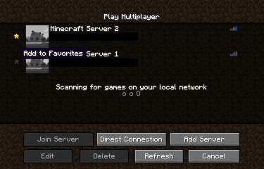 Cherished Worlds author screenshot of starred and unstarred multiplayer server entries