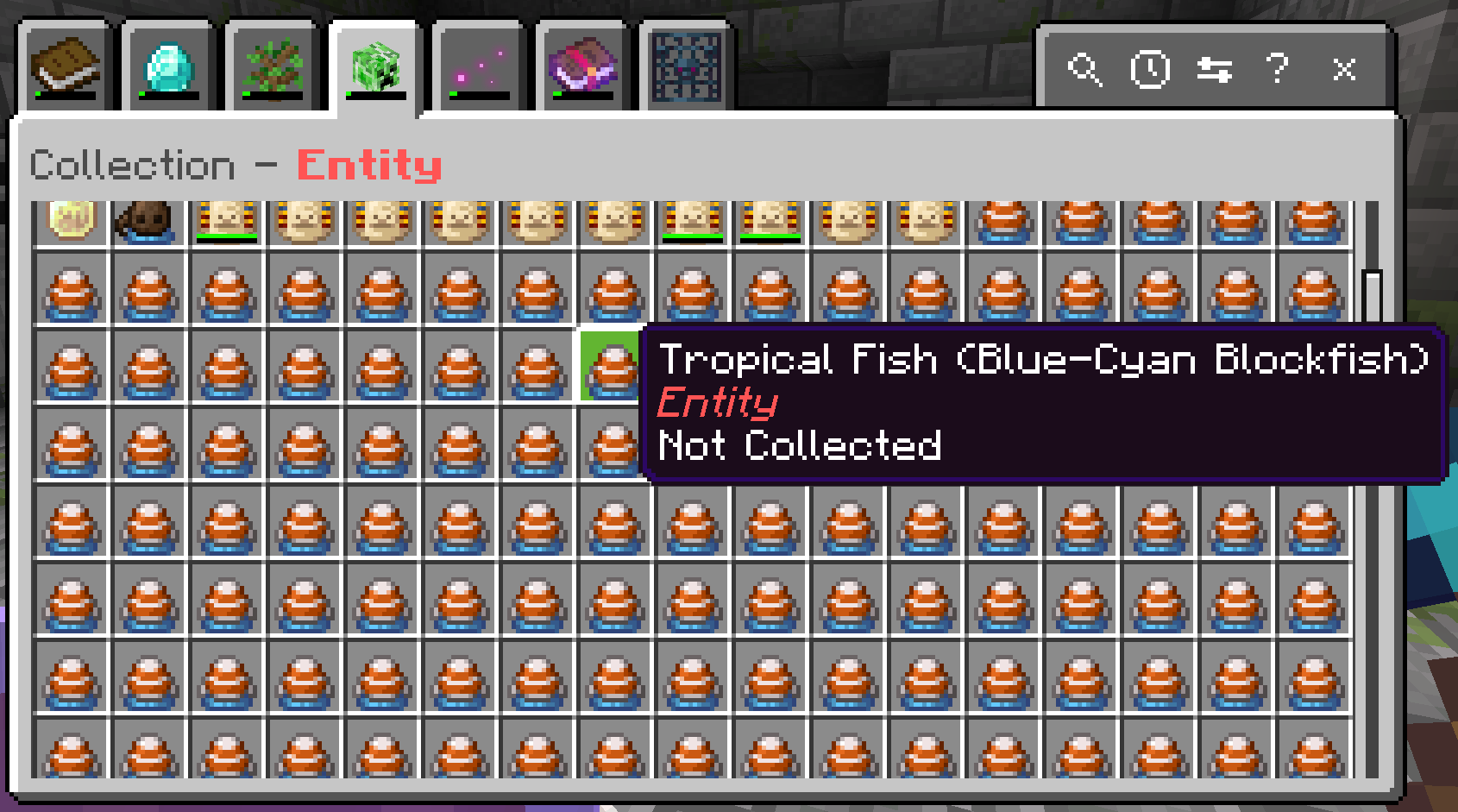 Insane difficulty showing tropical fish combinations and an uncollected tooltip