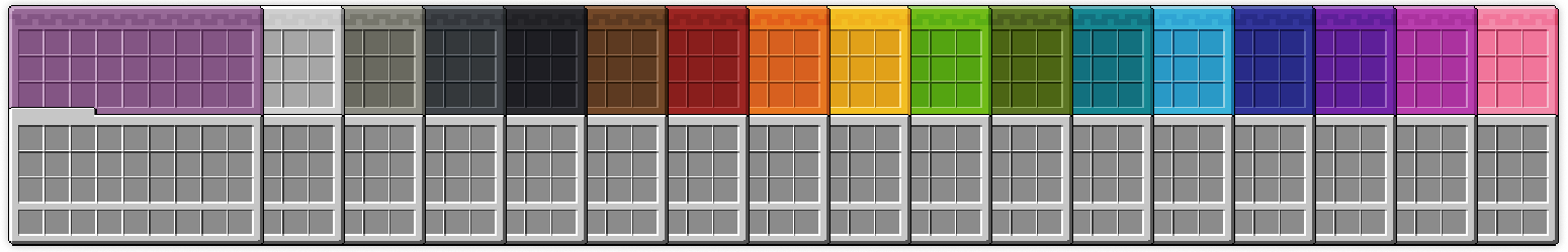 Creator overview of the coloured shulker-box menus