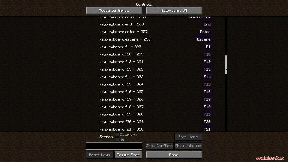 Older Controlling available-keys list, including extended function keys