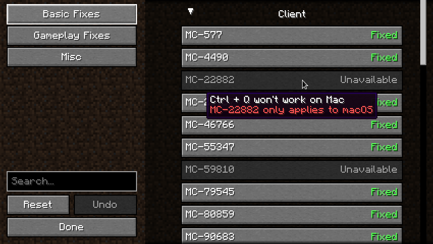 Historical Debugify author screenshot showing individual fix switches and an operating-system restriction tooltip
