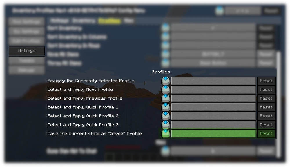 Author wiki illustration highlighting the shortcut that saves current equipment as a profile