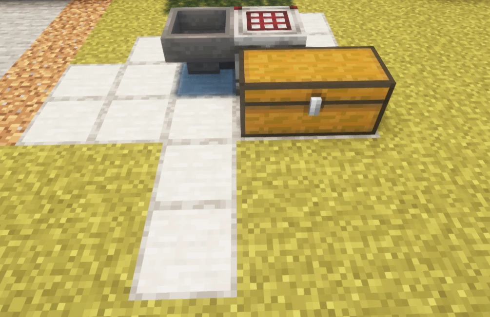 Hopper pointing into the side of the crafter beside its output chest