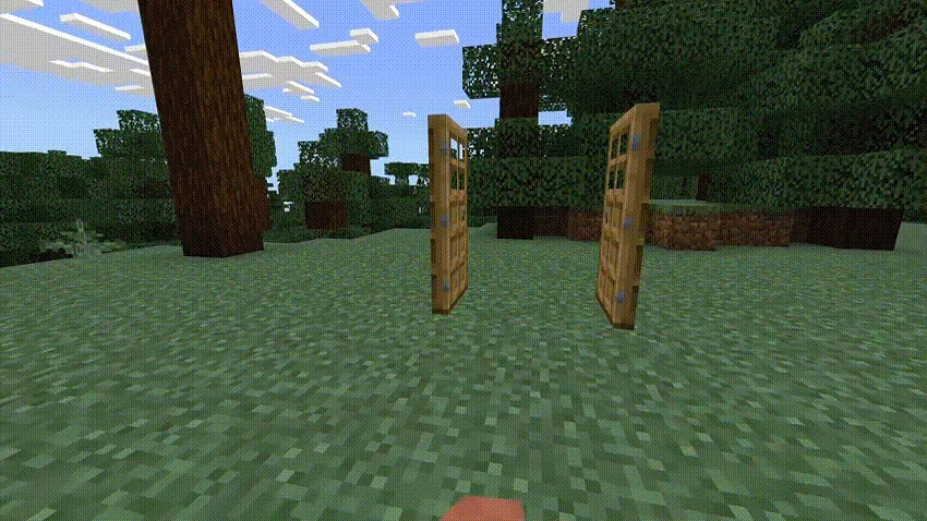 A pair of wooden doors opening and closing together