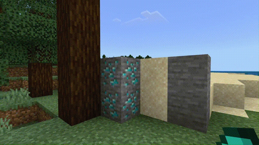 Automatic hotbar selection when looking between logs and ores