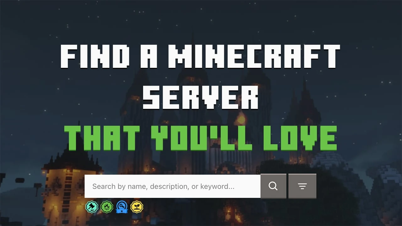 Official Minecraft illustration of the server-list search by name, description or keyword