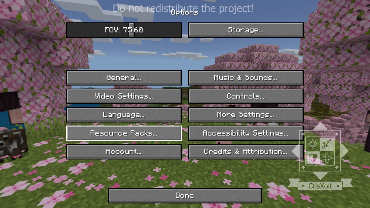 VDX Options screen with the Resource Packs button highlighted