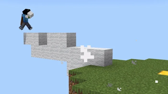 A short white wool extension projecting from a practice island