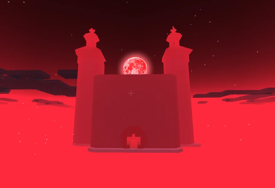 Shadow Wizard castle silhouetted against a red sky in Wells RPG Adventure