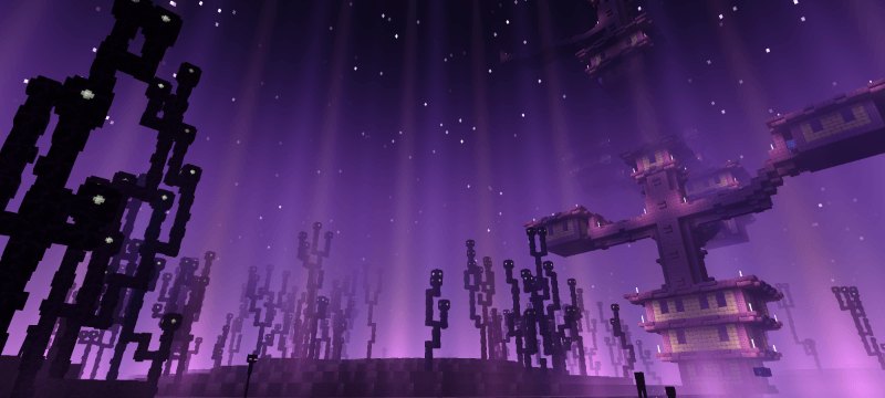Chorus plants beneath a violet End sky