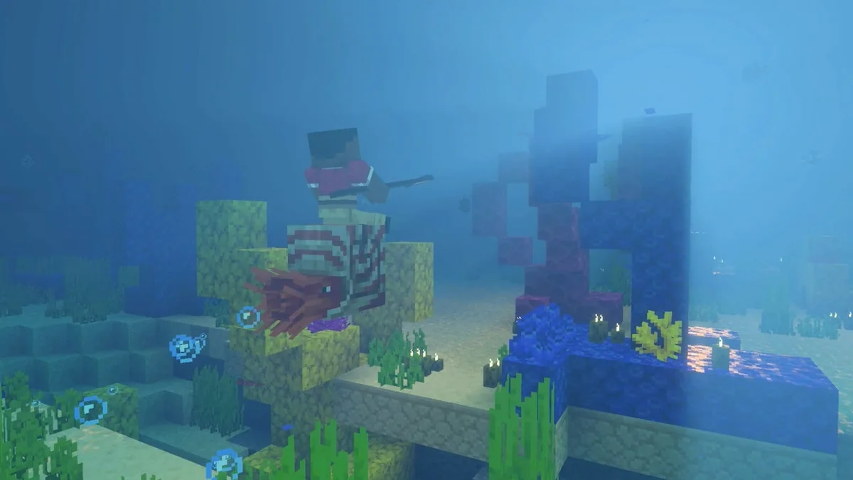 Player riding a nautilus among underwater coral in the official Switch 2 gallery