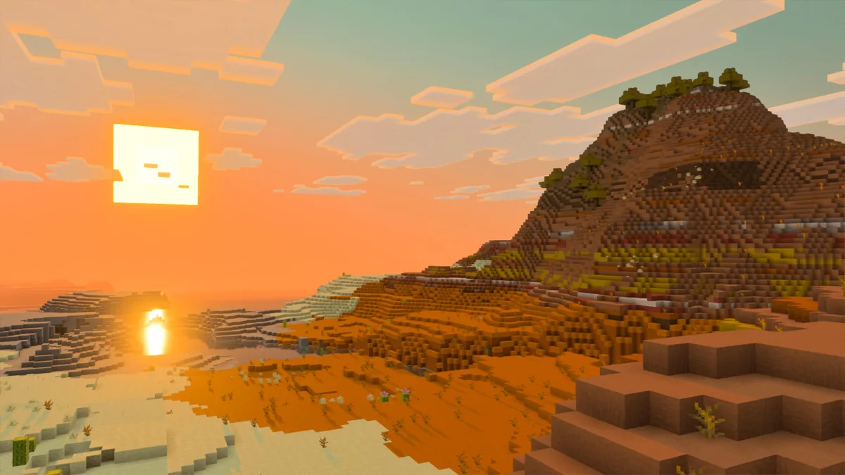 The same mesa and river with Vibrant Visuals lighting and reflections