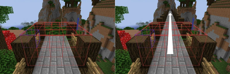 A selected bridge section extended into repeated sections with WorldEdit