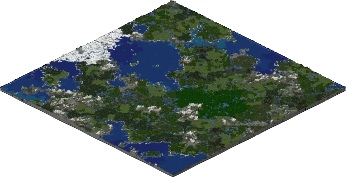 Isometric map render of a square region generated with Chunky