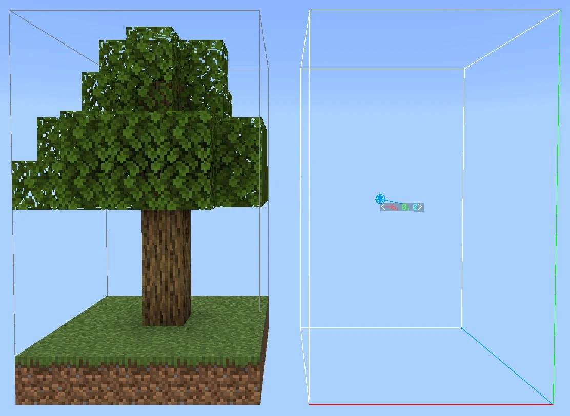 Nudge outlines a tree and its ground blocks beside an empty destination box