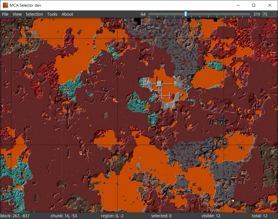 MCA Selector displaying Nether terrain below the bedrock roof