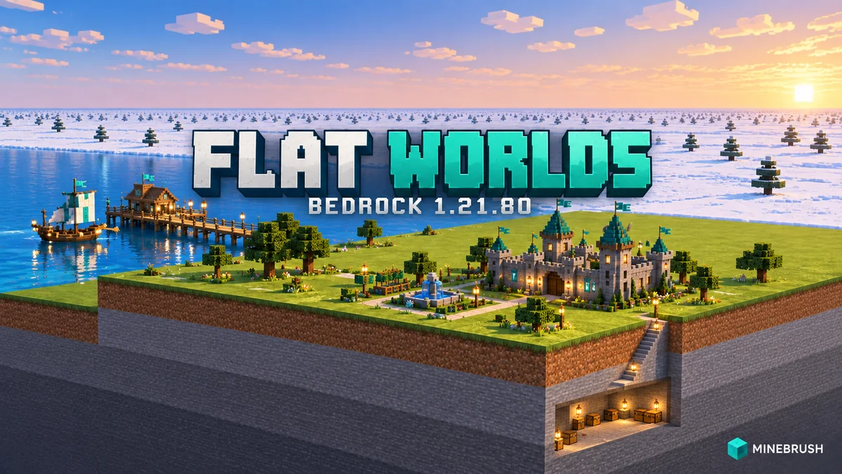 Minebrush bedrock flat worlds cover