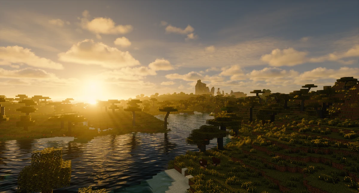 Sunlit river and savanna with Noble Shaders