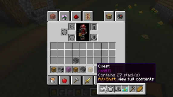 Author screenshot of a Creative chest item with stored contents shown in its tooltip