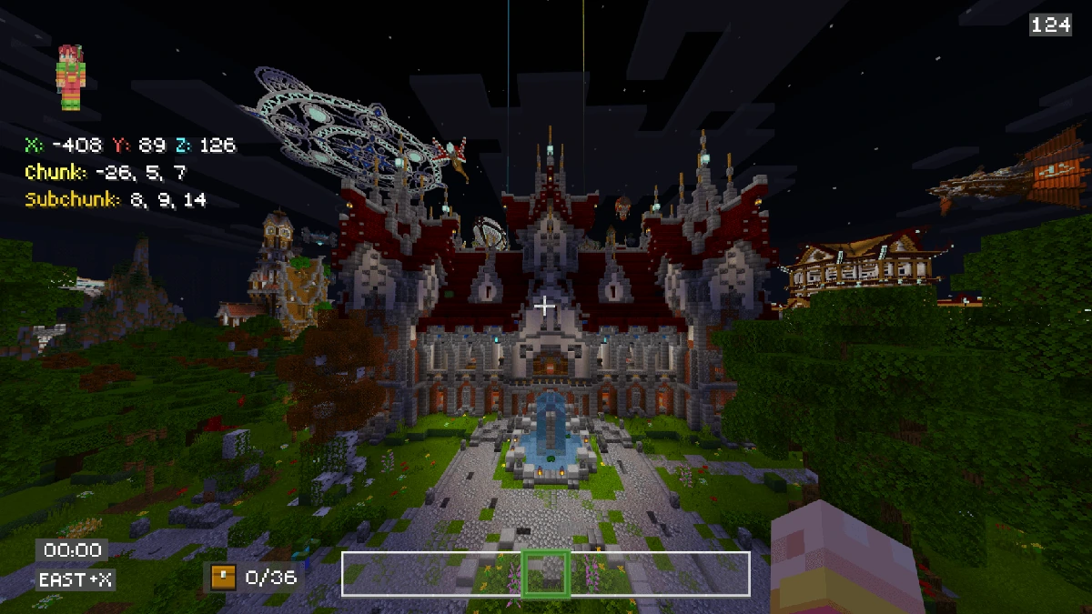 Creator gameplay screenshot showing Ultramarine HUD over a nighttime build