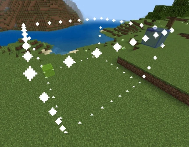 WorldEdit Bedrock cuboid selection shown with white particles and coloured corner blocks